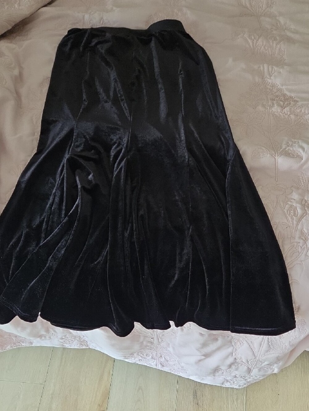 Black Soft Velour Trumpet Long Skirt
